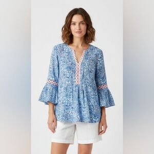 Lilly Pulitzer Blue and Pink Floral Blouse Size S.